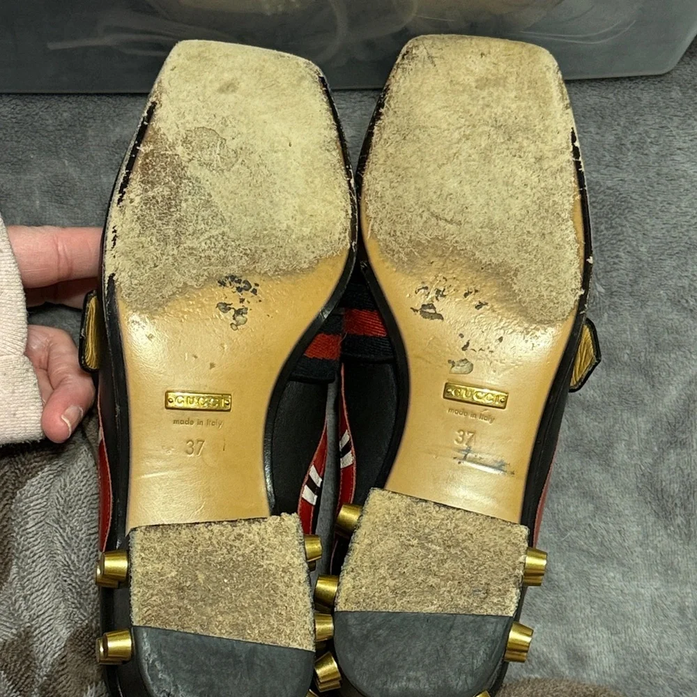 Gucci Women's Yoko Snake Black and Red Leather Loafers - Picture 6 of 8
